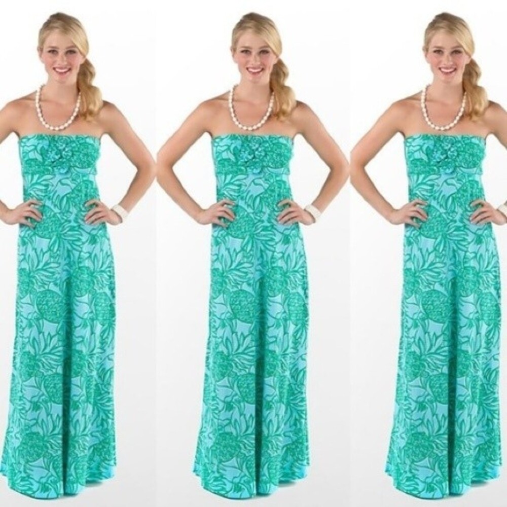 Lilly Pulitzer S Toucan Tango Jules Strapless Maxi Dress Beach Tropical  Vaca
